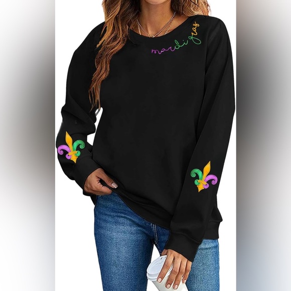 Wakefulness Youth Sweaters - Women’s Mardi Gras Long Sleeve Crewneck Pullover